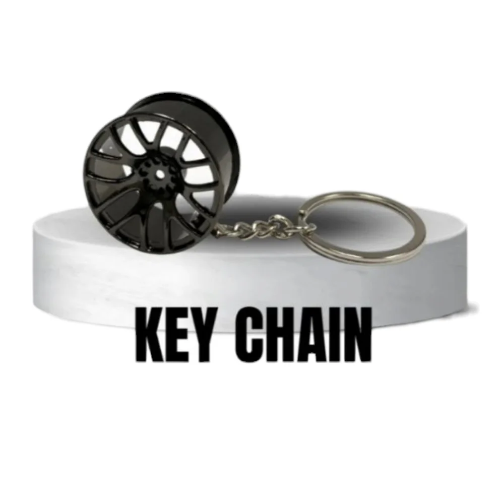 Black Alloy‎ Wheel Keychain Stainless Steel Car Rim Keyring, Car Part Key Holder